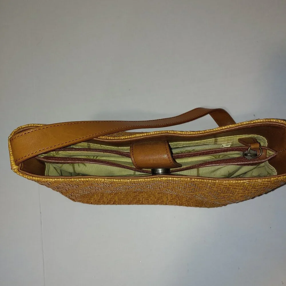 Fossil Basket Wave Woven Leather Handle Purse - Picture 7 of 12